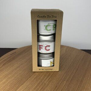Trader Joes Candle‎ Tin Trio Cranberry Pine, Fresh Currant, Nutmeg New